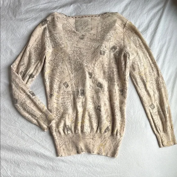 Anthropologie Cream/Beige Cardigan Sweater with V-Neck by Guinevere - Picture 5 of 6